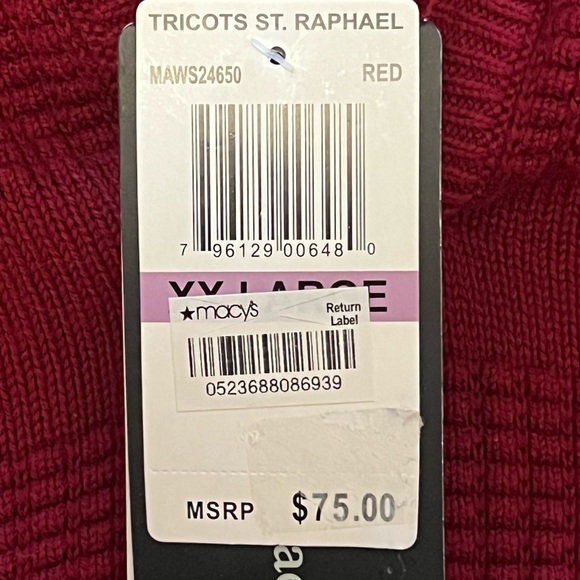 XXL Classy Holiday Cranberry Red Sweater with Fleece Collar Tricots St Raphael - Picture 5 of 7